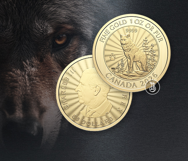 Монета 2026 года монетного двора Канады «Величественный волк»