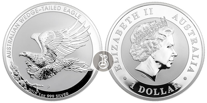 Клинохвостый Орел, серебро, 1 oz, Австралия, 2015