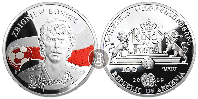 Збигнев Бонек, серебро (цветное), 1 oz, Армения, 2008