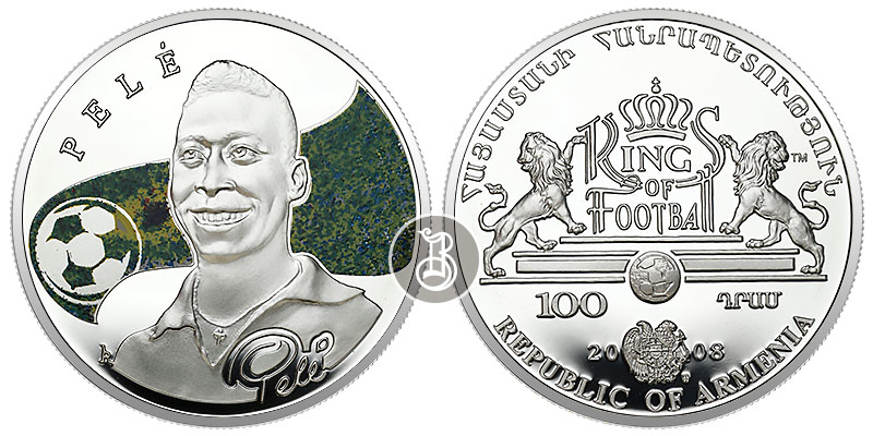 Пеле, серебро (цветное), 1 oz, Армения, 2008