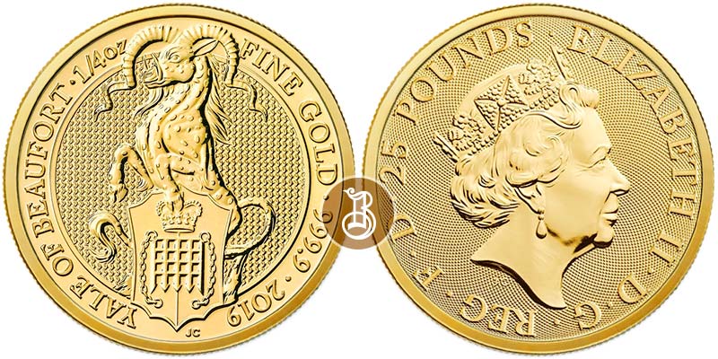 Йейл, золото, 1/4 oz, Великобритания, 2019