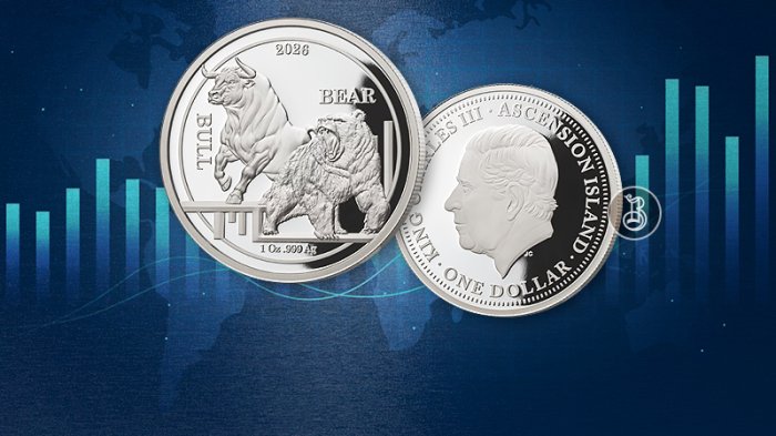 Серебряная монета «Бык и Медведь»