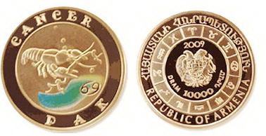 Рак, золото, 1/4 oz, Армения, 2009