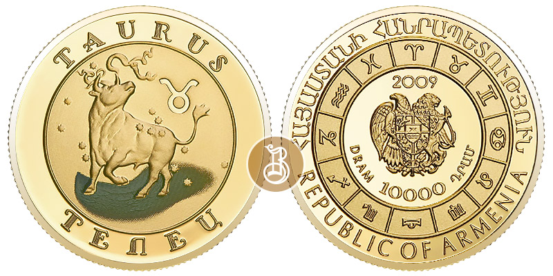 Телец, золото, 1/4 oz, Армения, 2009