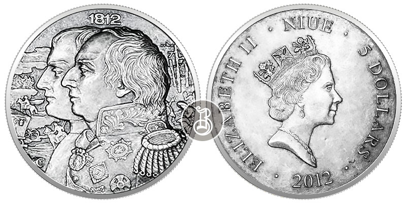 Война 1812 г., серебро, 2 oz, Ниуэ, 2012