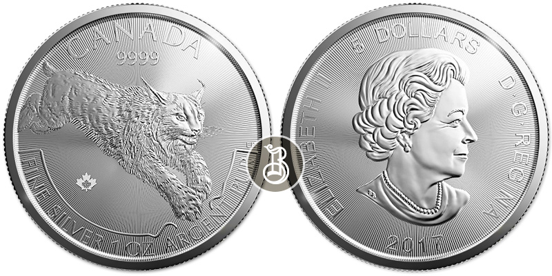 Рысь канадская, серебро, 1 oz, Канада 2017