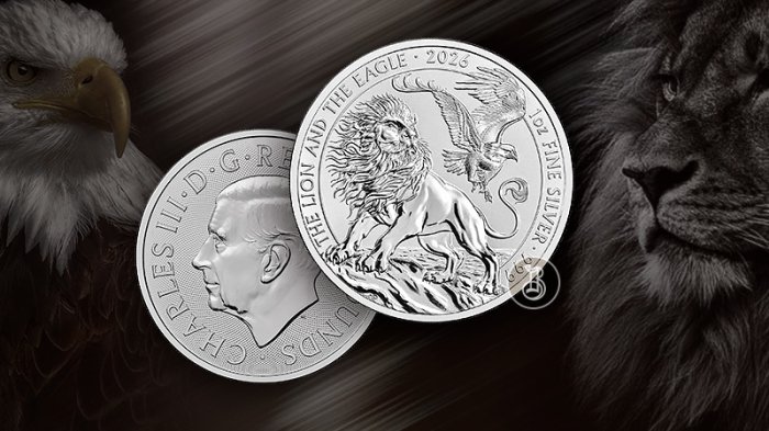 Серебряная монета «Лев и орёл» 2026 года