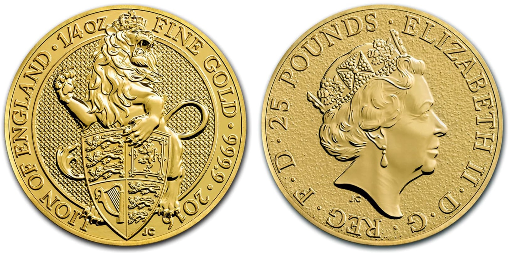 Лев Англии, золото, 1/4 oz, Великобритания, 2016