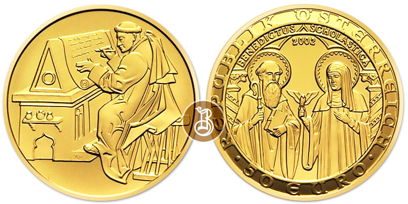 Бенедикт, золото, 10 гр., Австрия, 2000
