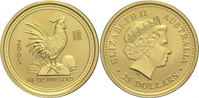 Петух лунар, золото, 1/4 oz, Австралия, 2005
