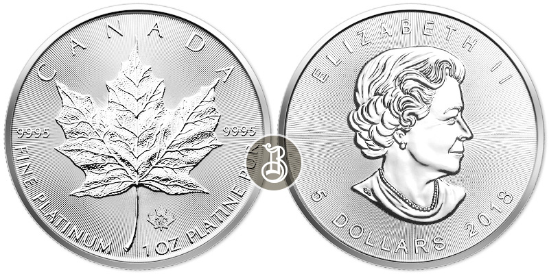 Кленовый лист канадский, платина, 1 oz, Канада