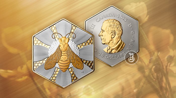 Медоносная пчела на серебряном цветке