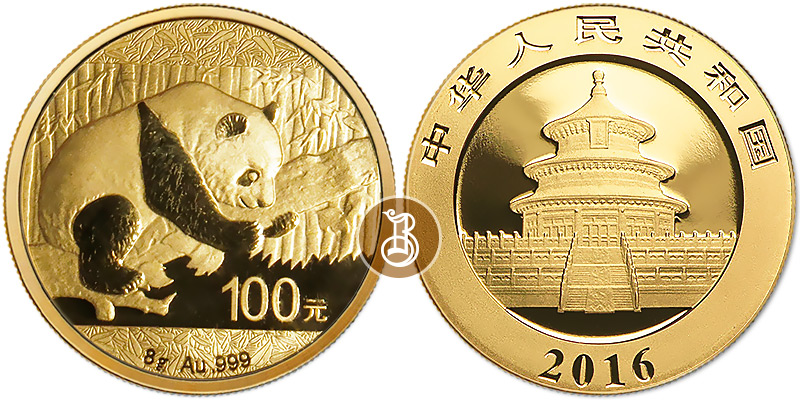 Панда китайская, золото, 8 г., Китай