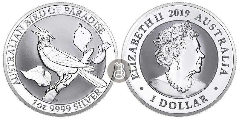Птица райская, серебро, 1 oz, Австралия