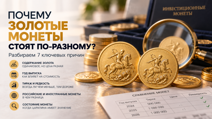 Почему инвестиционные монеты с одинаковым содержанием золота стоят по-разному?