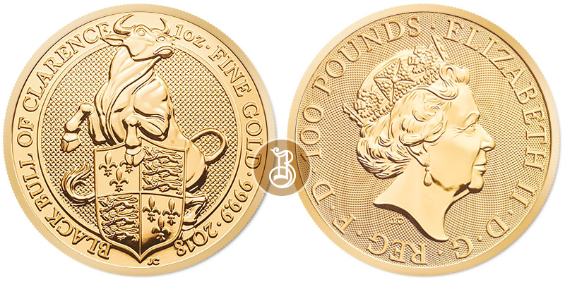 Бык, золото, 1 oz, Великобритания, 2018 Бык, золото, 1 oz, Великобритания, 2018