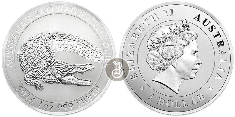 Крокодил, серебро, 1 oz, Австралия