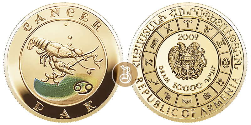 Рак, золото, 1/4 oz, Армения, 2009