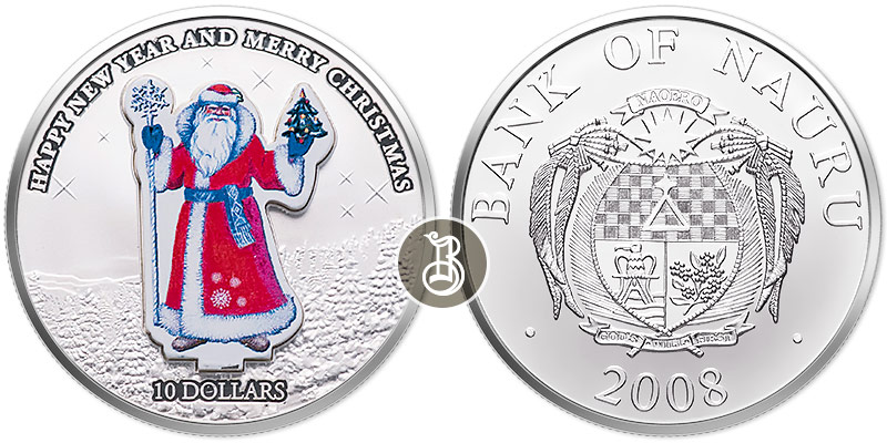 Дед Мороз, серебро (трансформер), 1oz, Науру, 2008
