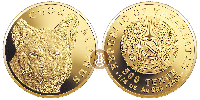 Волк красный, золото, 1/4 oz, Казахстан, 2005