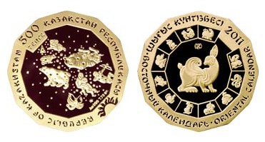 Год кролика, золото, 1/4 oz, Казахстан, 2011