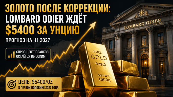 Золото после коррекции: швейцарский банк ждёт новый рекорд