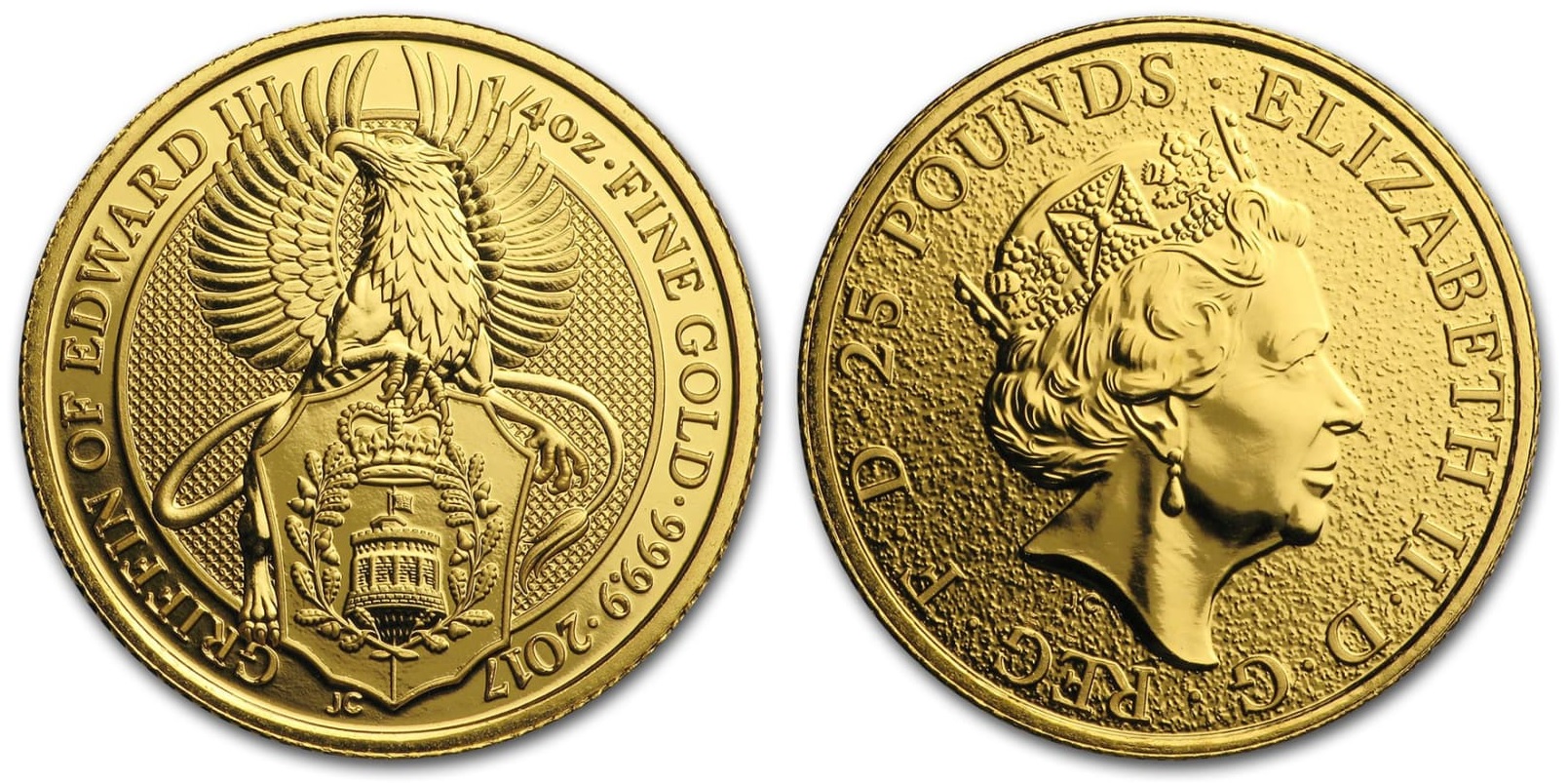 Грифон, золото, 1/4 oz, Великобритания, 2017