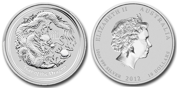 Дракон, серебро, 10 oz, Австралия, 2012