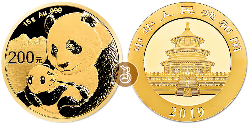 Панда китайская, золото, 15 г., Китай