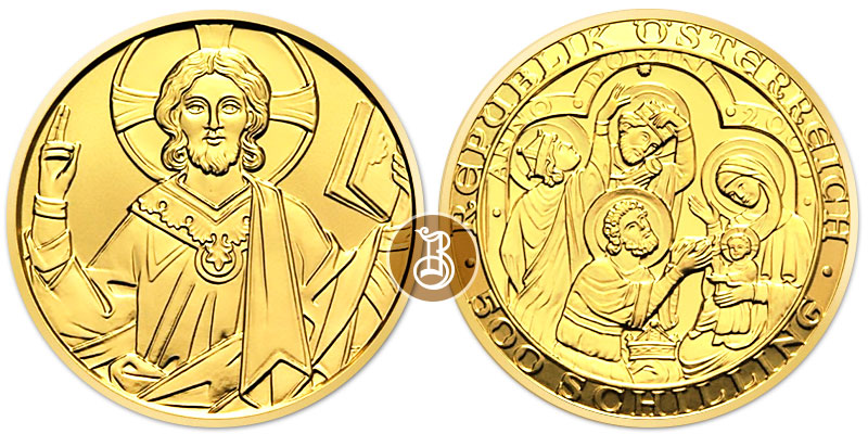 2000 - летие Рождества Христова, золото, 10 гр., Австрия, 2000