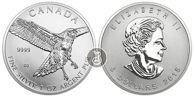 Краснохвостый ястреб, серебро, 1 oz, Канада, 2015