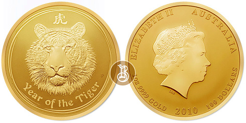 Монета Австралийский Лунар. Год Тигра. 1 унция