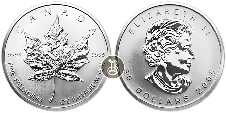Монета Канадский кленовый лист. 1 унция