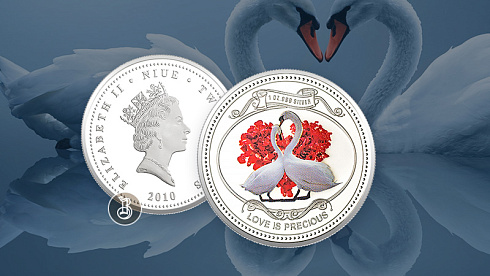 Монета Лебединая пара