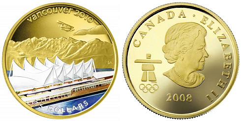 Монета Олимпиада в Ванкувере 2010. Горы
