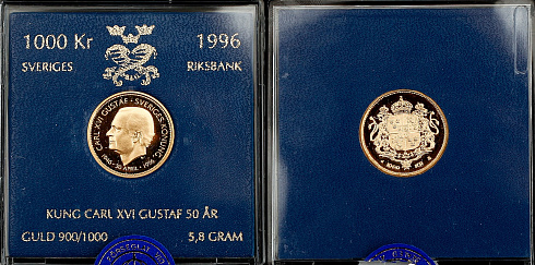 Монета 1000 крон. Карл XVI Густав