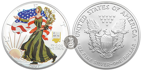 Монета Американский орел в цвете. 1 унция