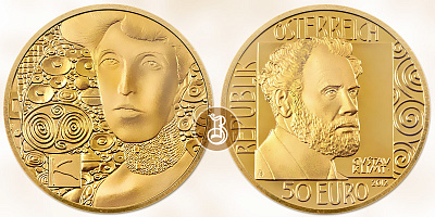Монета Густав Климт. Портрет Адели Блох-Бауэр I
