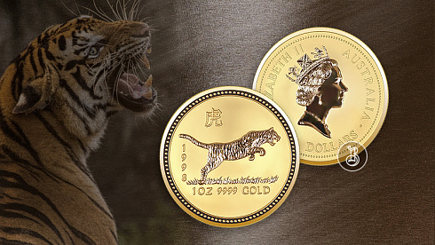 Монета Австралийский Лунар. Год Тигра. 1 унция