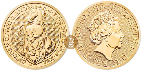 Монета Единорог Шотландии. 1 унция