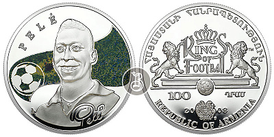 Пеле, серебро (цветное), 1 oz, Армения, 2008