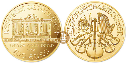 Золотая инвестиционная монета Филармоникер, золото, 1 oz, Австрия 31,1 гр., (1 oz)