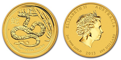 Монета Австралийский Лунар. Год Змеи. 1 унция