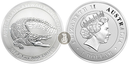 Монета Австралийский Крокодил. 1 унция