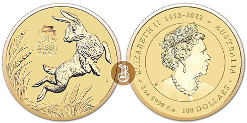 Монета Австралийский Лунар. Год Кролик. 1 унция