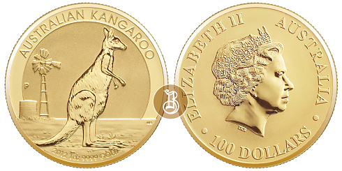 Золотая инвестиционная монета Кенгуру, золото, 1 oz,  Австралия, 31,1гр., (1 oz)