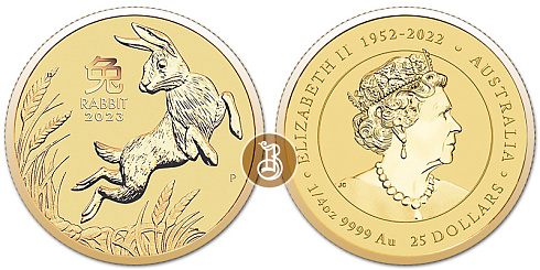 Монета Австралийский Лунар. Год Кролик. 1/4 унции