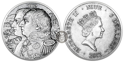 Война 1812 г., серебро, 2 oz, Ниуэ, 2012