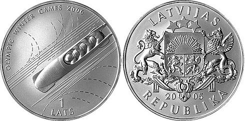 Монета Олимпийские игры 2006. Бобслей