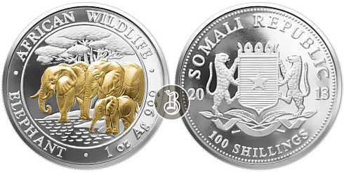 Монета Слон, африканский заповедник